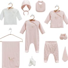 Newborn 10‑Piece Dusty Pink Cotton Set