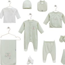 Newborn 10‑Piece Green Cotton Set