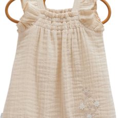 Beige Floral Ruffle Muslin Romper