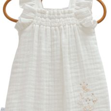 White Floral Ruffle Muslin Romper
