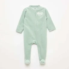 Velour Seepsuit With Zip Fastening GREEN