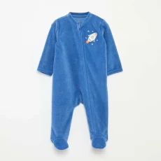 Velour Sleepsuit With Zip Fastening BLUE