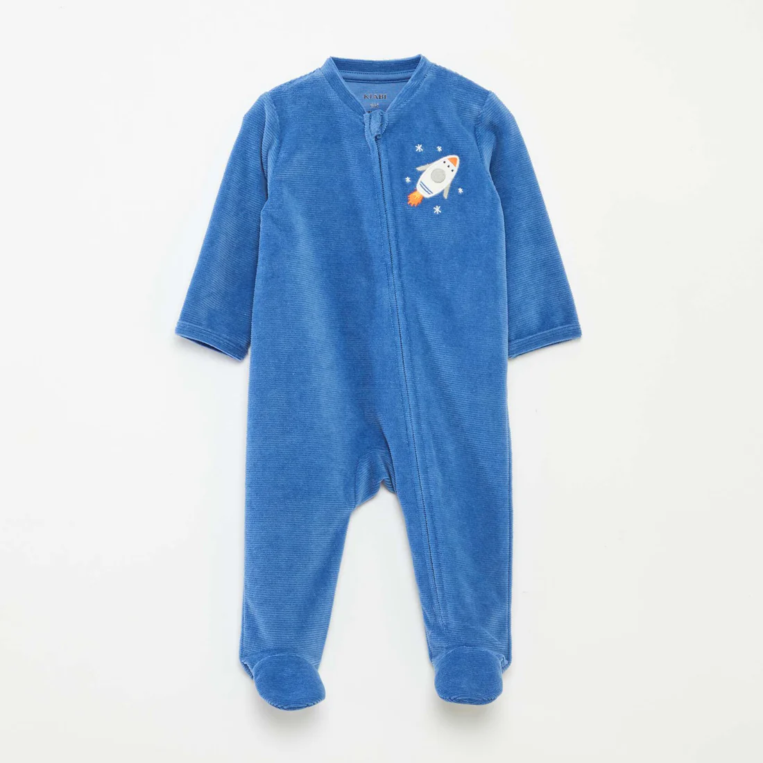 Velour Sleepsuit With Zip Fastening BLUE