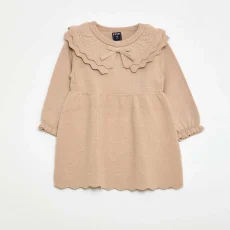 Knit Dress with Peter Pan Collar BEIGE