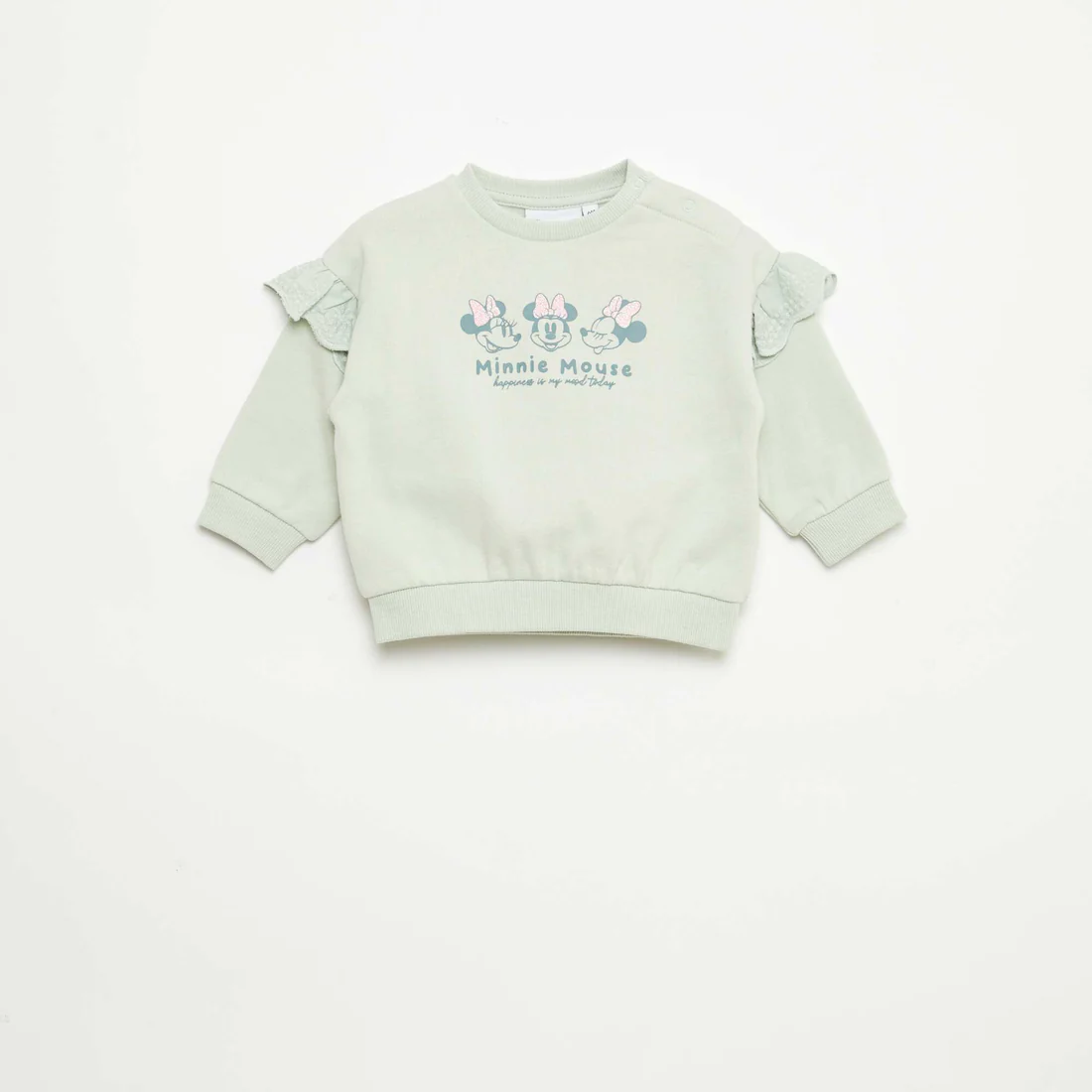 Minnie Mouse Disney Sweatshirt with Ruffled Sleeves GREEN