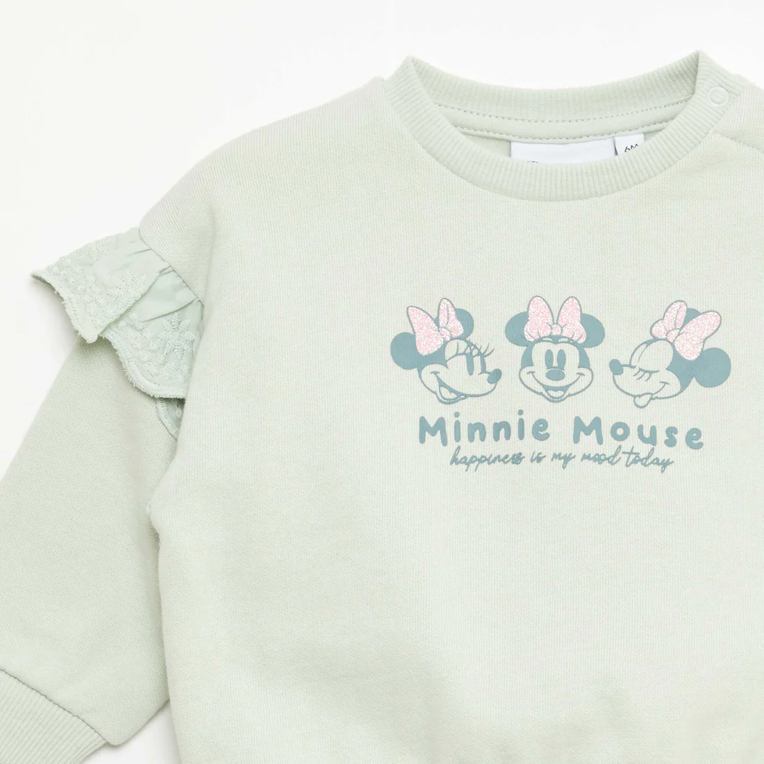 Minnie Mouse Disney Sweatshirt with Ruffled Sleeves GREEN - Image 3