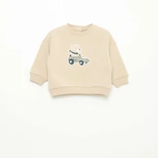 Heathered Sweatshirt with Soft Velour Interior BEIGE