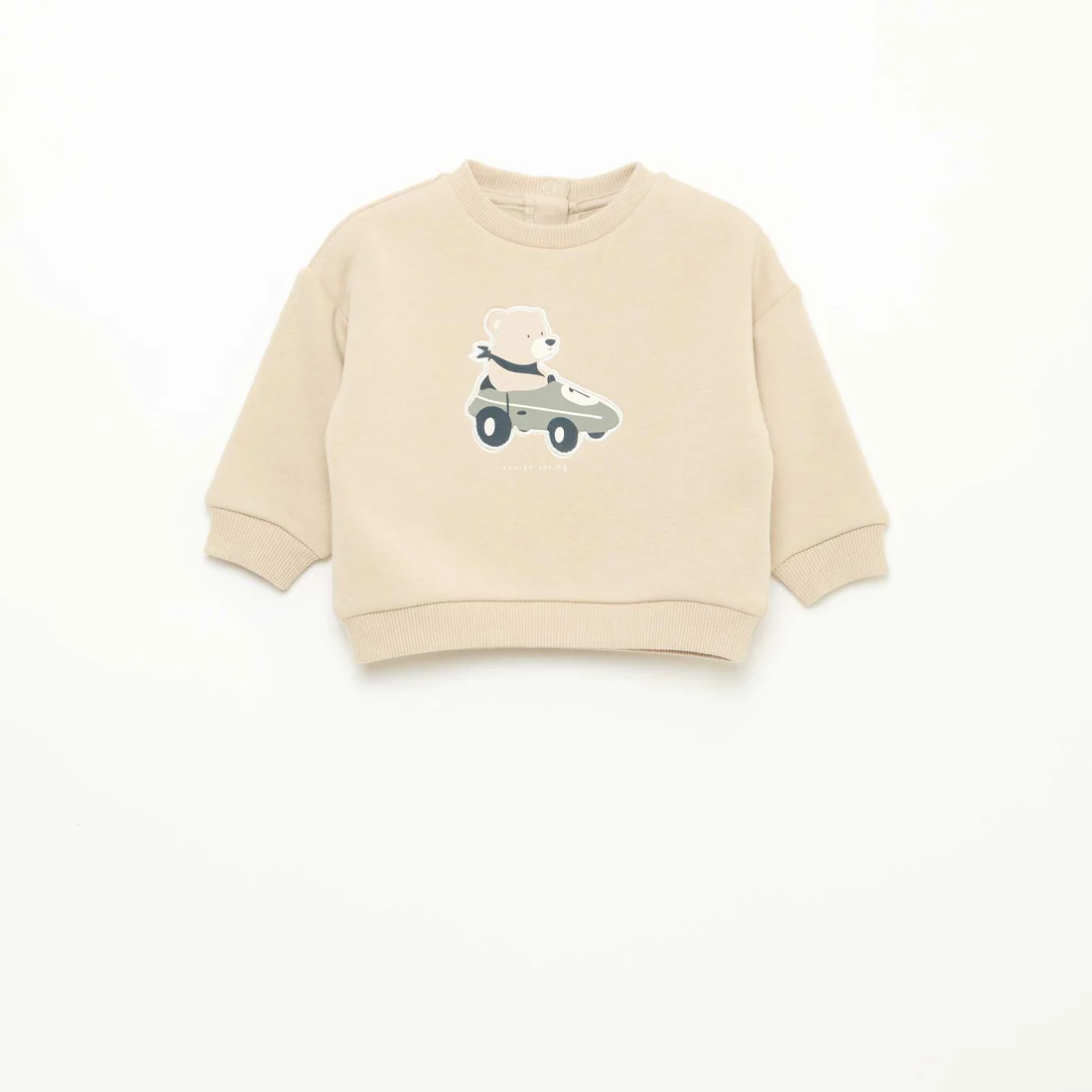 Heathered Sweatshirt with Soft Velour Interior BEIGE