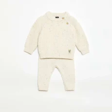 Baby Marled Knit Sweater & Leggings Set - Beige
