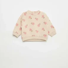 Patterned Fleece Sweatshirt BEIGE