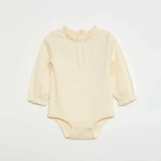 Pointelle Knit Long-Sleeve Bodysuit WHITE
