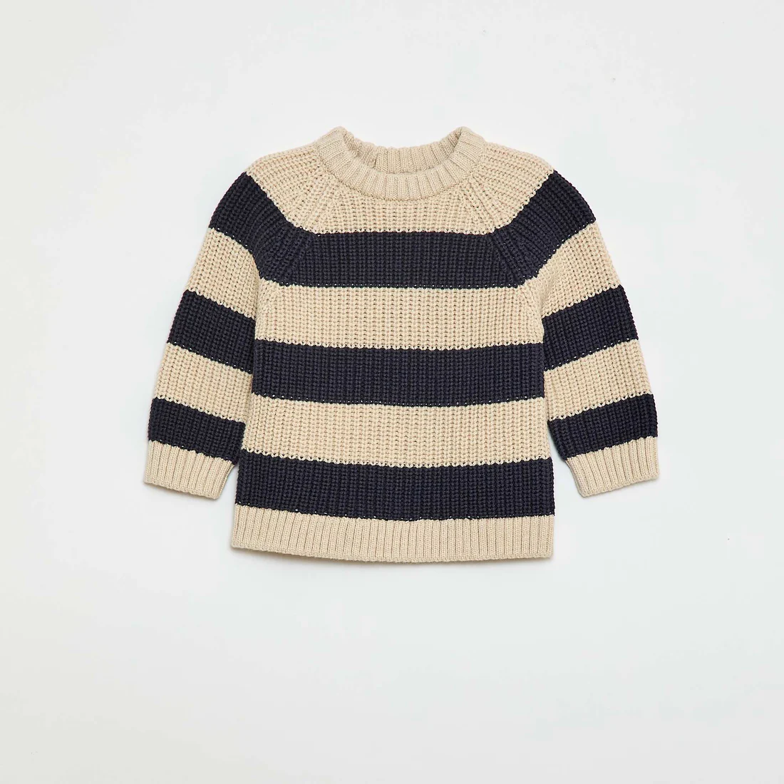 Beaded Knit Cotton Sweater BEIGE