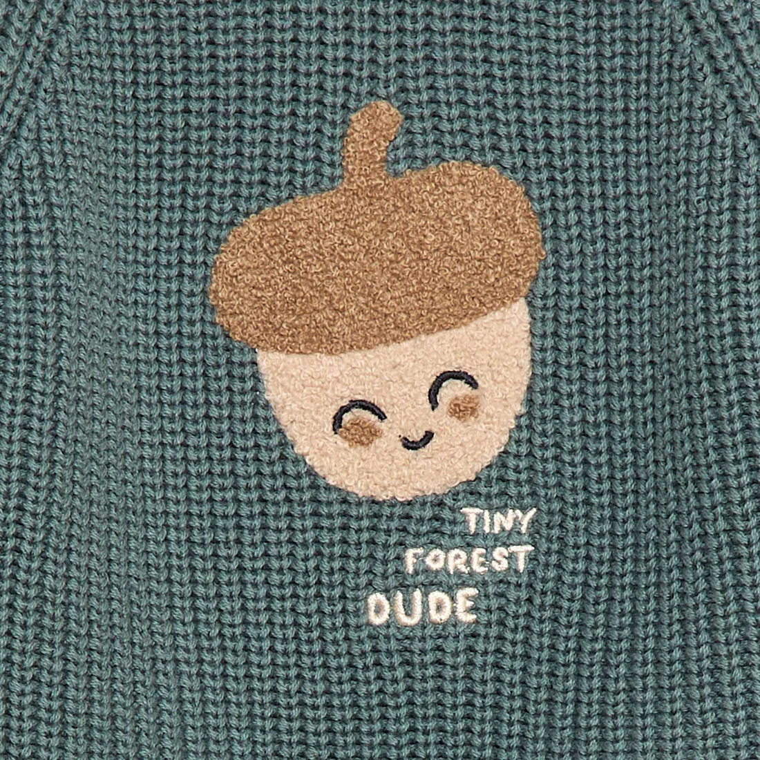 Cotton knit sweater with pearl stitch GREEN - Image 3