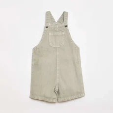 Solid Cotton Denim Short Overalls