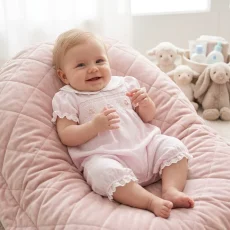 Soft Pink Lace Romper