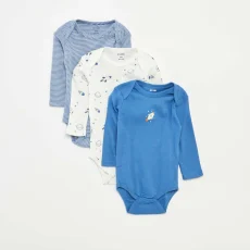 Pack of 3 long-sleeved bodies WHITE
