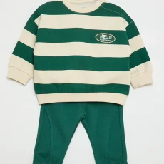 Two-piece tracksuit set (sweatshirt + trousers) - Green
