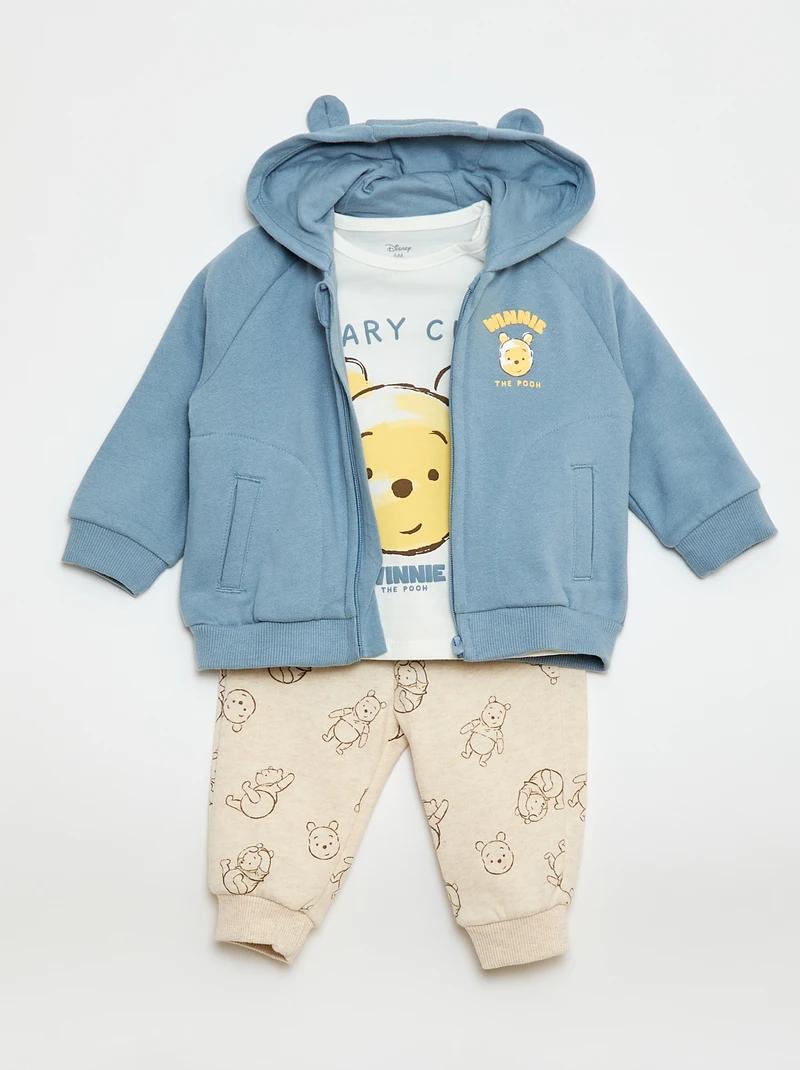 Ensemble 3 pièces 'Winnie' - tee-shirt + jogging + sweat - Bleu
