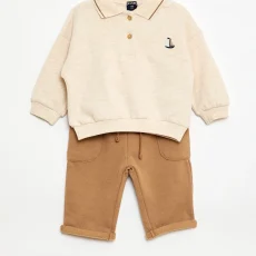 Ensemble polo + pantalon - 2 pièces - Beige