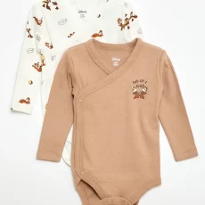 Lot de 2 bodies 'Tic Tac' - Beige