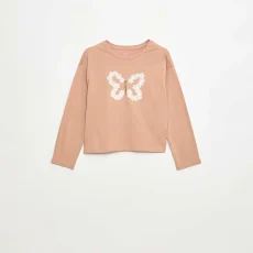 Long-sleeved sequined T-shirt PINK