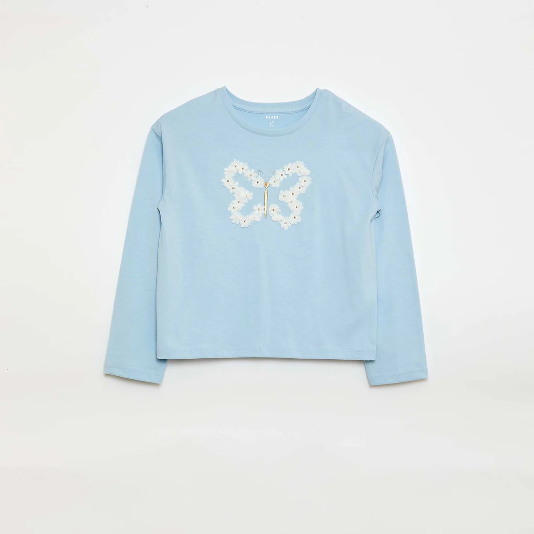 Long-sleeved sequined T-shirt BLUE