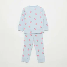 Ribbed Cotton Pajama Set - 2 Pieces BLUE