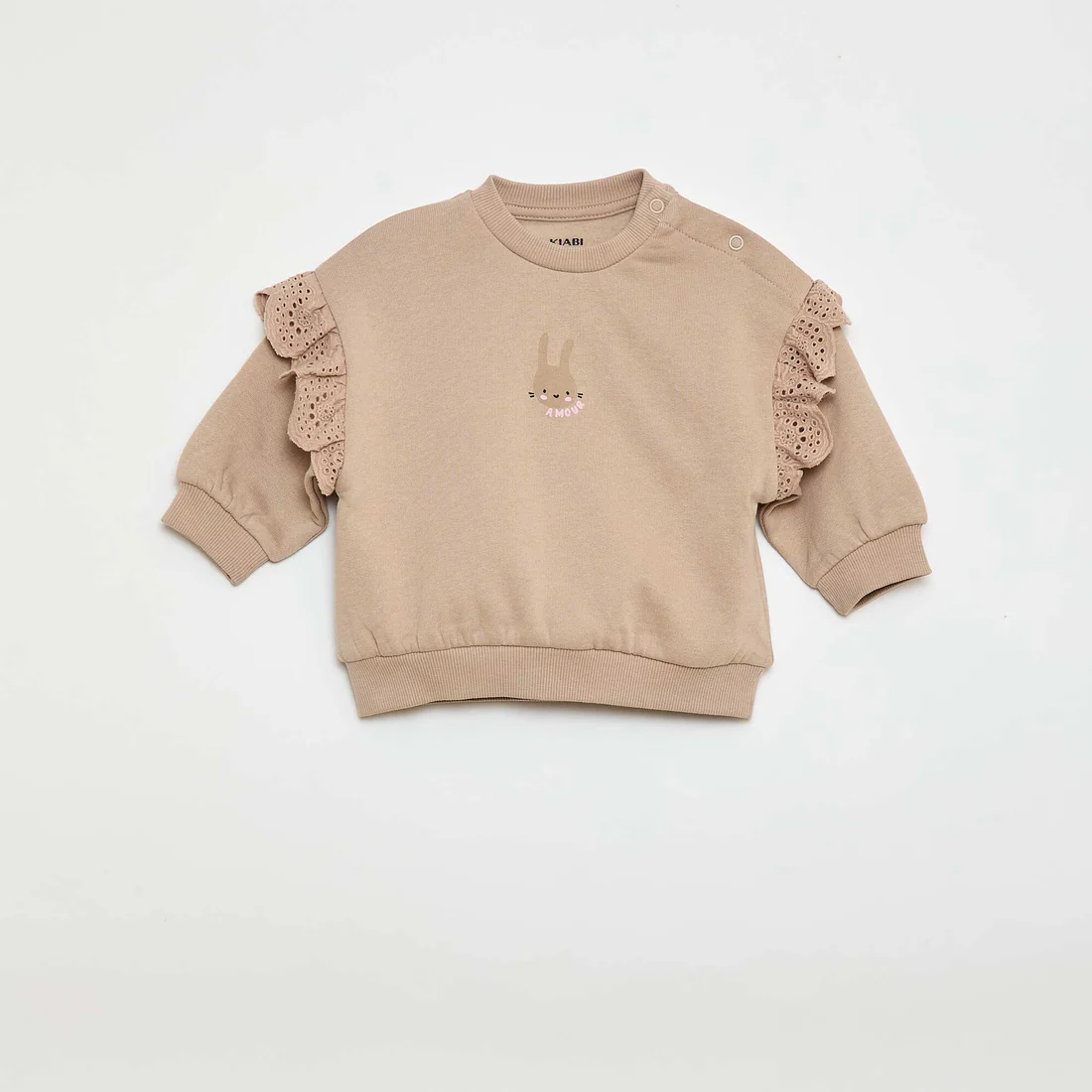 Frilled Sweatshirt & Joggers Set - 2 Piece BEIGE - Image 3