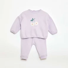 Sweatshirt and Fancy Joggers Set PURPLE