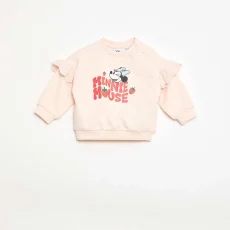 Long-sleeved Minnie Disney Sweatshirt with Embroidered Ruffles PINK