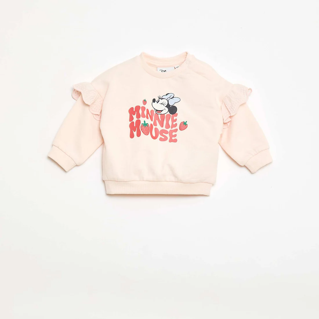 Long-sleeved Minnie Disney Sweatshirt with Embroidered Ruffles PINK