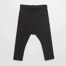 Long plain jersey knit leggings BLACK