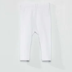 Long plain jersey knit leggings WHITE