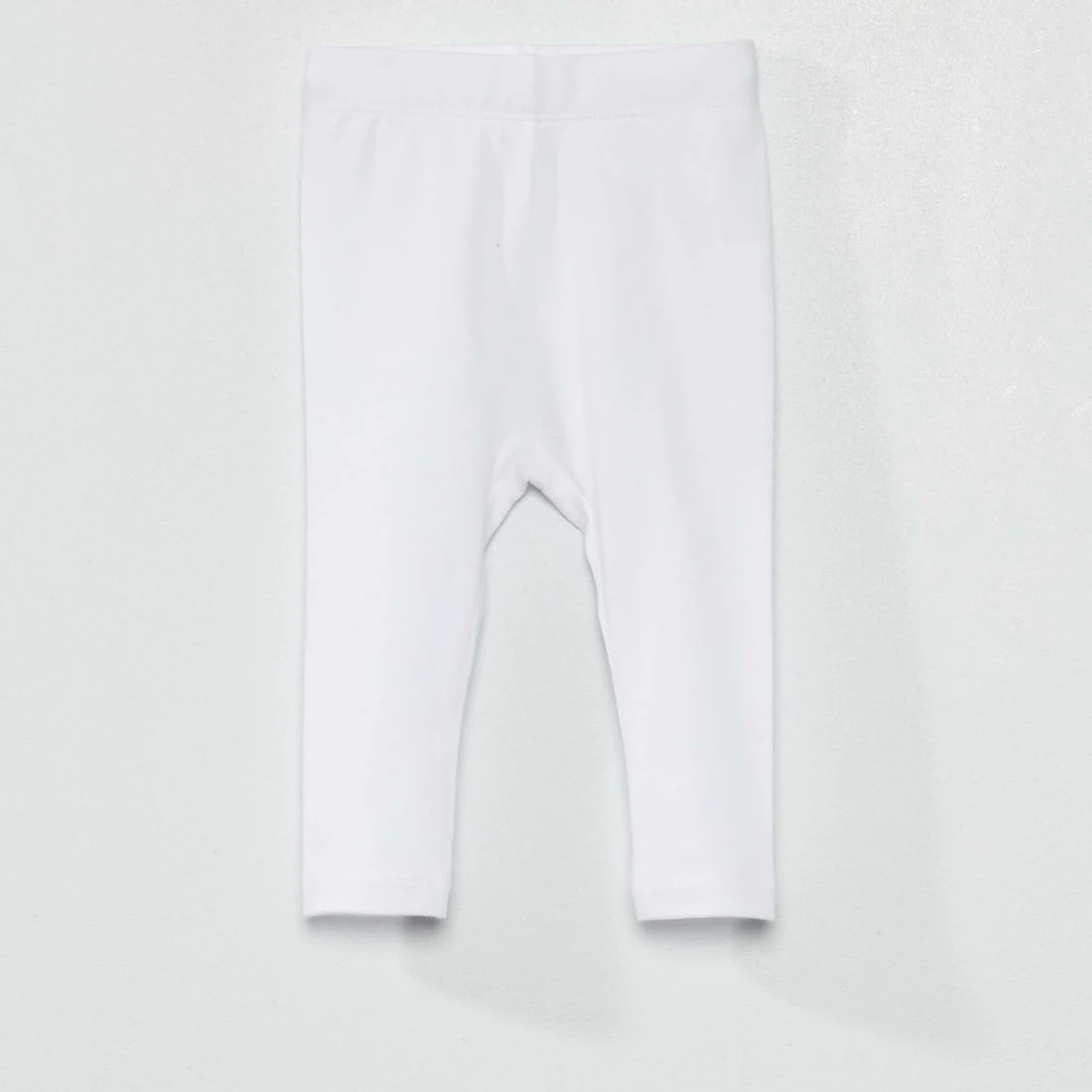 Long plain jersey knit leggings WHITE