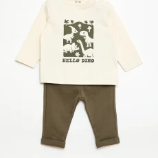 T-shirt and pants set - 2 pieces - Beige