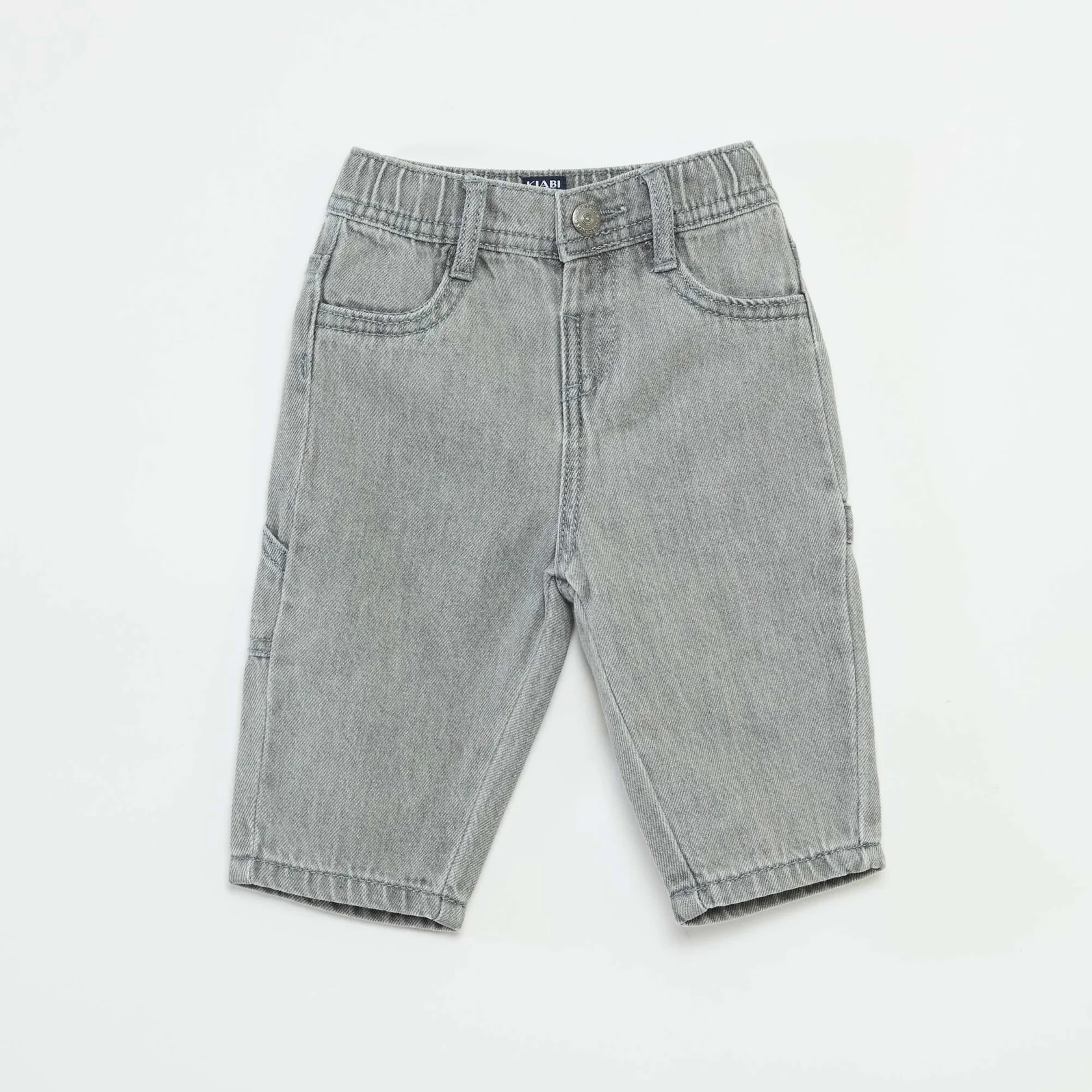 Wide-Leg Jeans with Adjustable Waist GREY