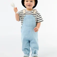 Denim overalls with patch pocket - Blue