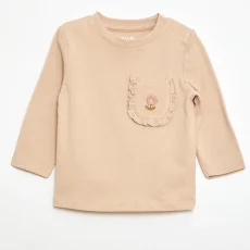 T-shirt with fancy pocket - Beige