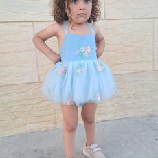 Blue Blossom Embroidered Tulle Romper