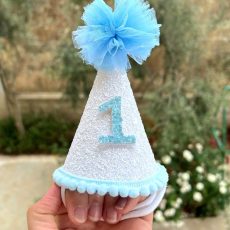 Blue and White First Birthday Party Hat