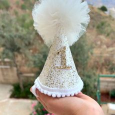 White and Gold First Birthday Party Hat