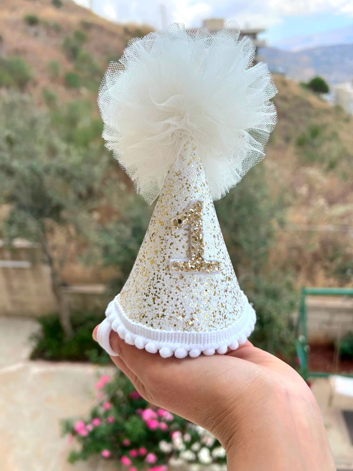 White and Gold First Birthday Party Hat