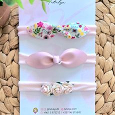 Pink Floral & Bow Headband Set – 3 Pieces