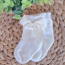 Cream Ribbon Bow Baby Socks