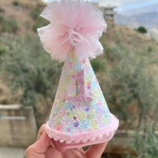 Pink Sparkle First Birthday Party Hat