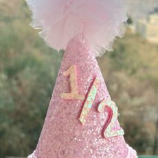 Pink Glitter Half Birthday Party Hat