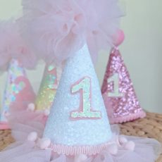 Pink Sparkle First Birthday Party Hat