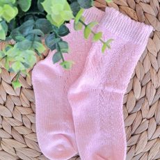 Organic Cotton Lace Knee-High Socks – Pink