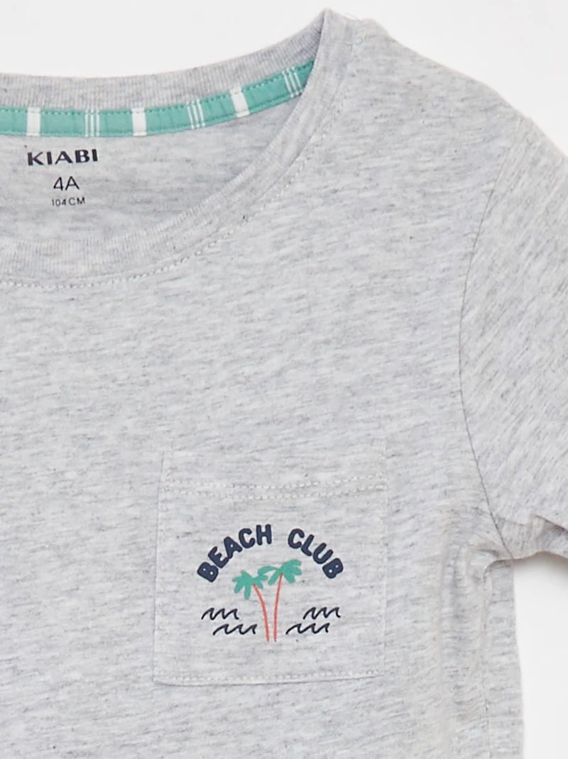 Short pyjama set (t-shirt + poplin shorts) - 2 pieces - GREEN - Image 4