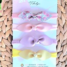  Floral Bow Baby Headband Set - 4 Pieces